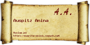 Auspitz Anina névjegykártya